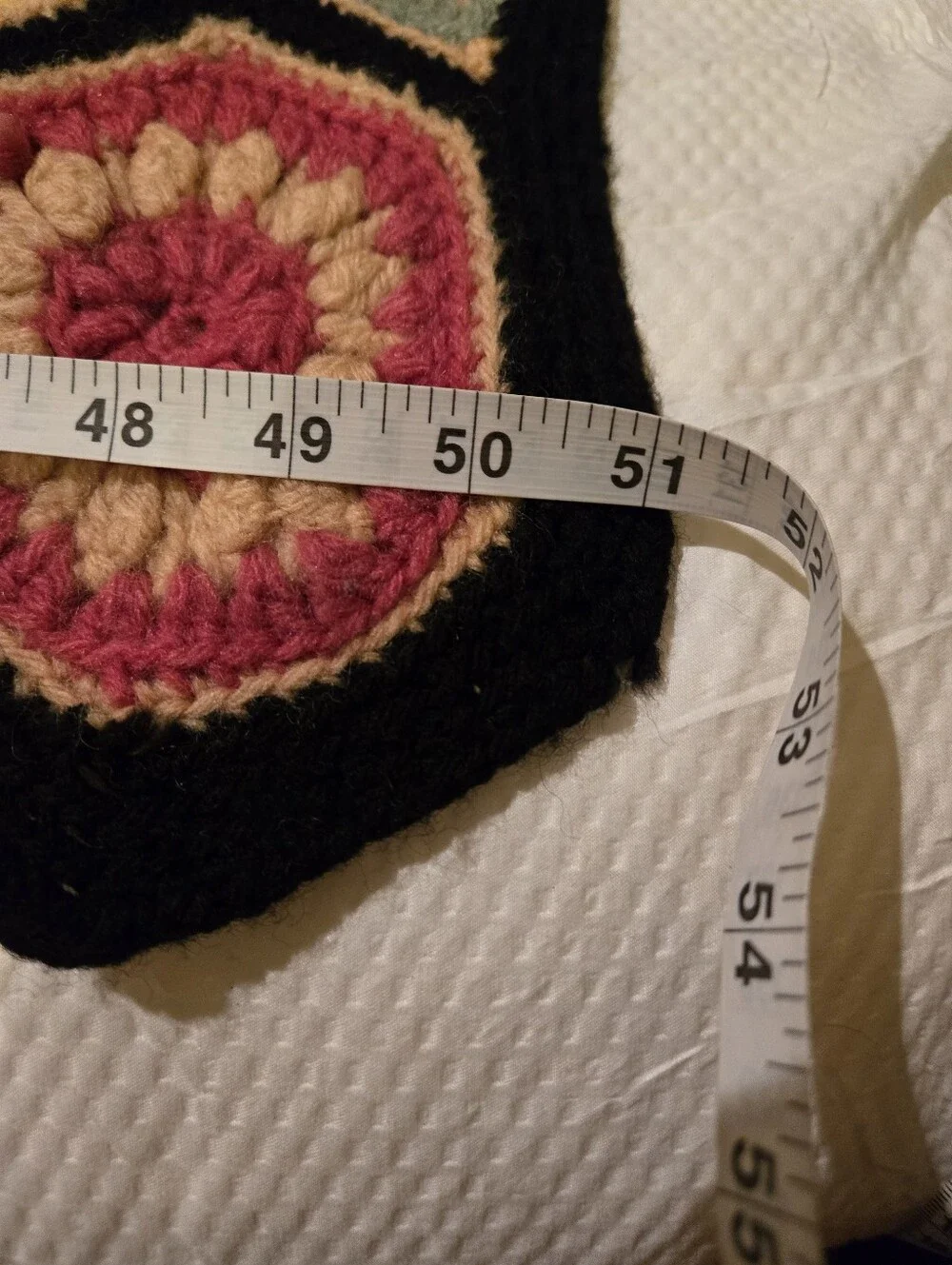 VTG Granny Square Afghan Handmade TIGHT Crochet Hexagon SZ Queen COTTAGE 71